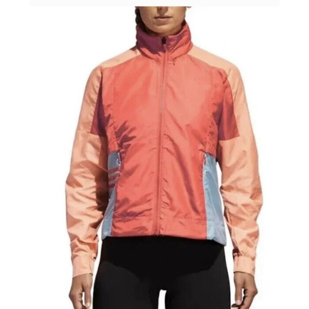 Adidas Color block Zip Up Retro Windbreaker athletic Jacket 3 stripes Women’s Sm